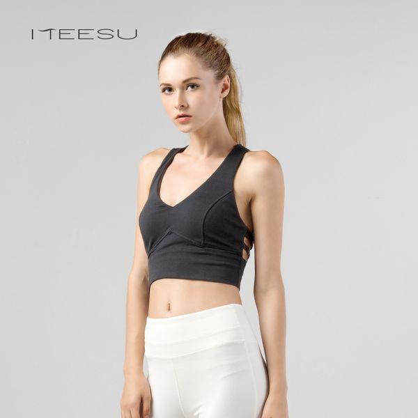 

women shockproof sports bra high elasticity stretch push up padded fitness vest breathable seamless underwear yoga running, White;black