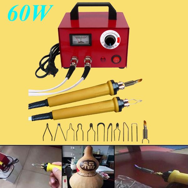 220V 60W Multifunction Laser Pirographic Pen Machine Gourd Wood Craft Kit de ferramentas