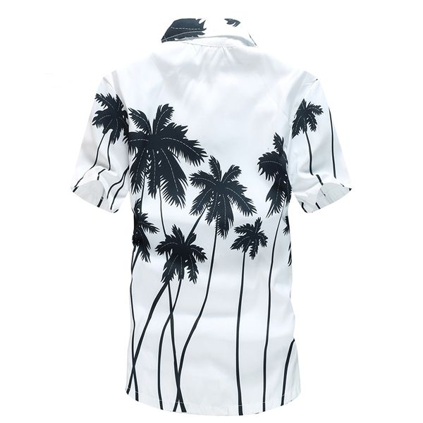 

fashion mens hawaiian shirt male casual camisa masculina printed beach shirts short sleeve brand clothing asian size 5xl, White;black