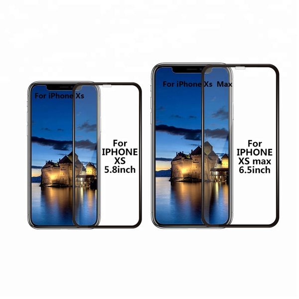 

for iphone xs max xr ,6d full cover curved edge tempered glass full adhesive glue 9h screen protector 5.8/6.5 inch