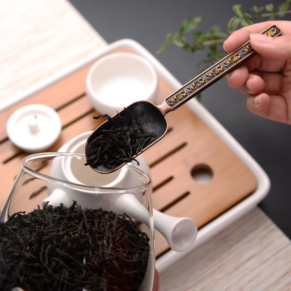 Chá chinês colheres de cobre colher de chá colher folhas de chá colher titular de alta qualidade chinês kongfu acessórios ferramentas preferência