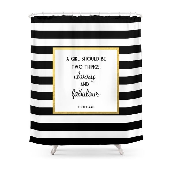 2019 Coco Gold Classy Fabulous Gold Print Shower Curtain