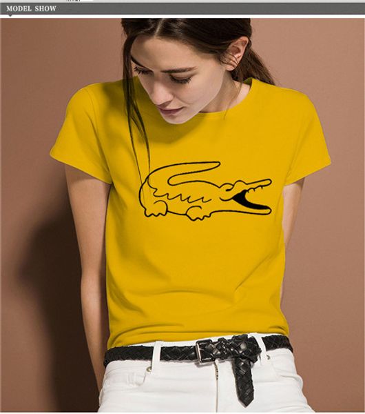 

18 европейский и американский новый черный крокодил воротником женщины футболка весна и лето хлопок тенденция рубашка поло, White