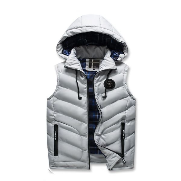 

men's winter cotton padded vest detachable hooded cotton down waistcoat hooded sleeveless down jacket coat men outerwear vt-191, Black;white