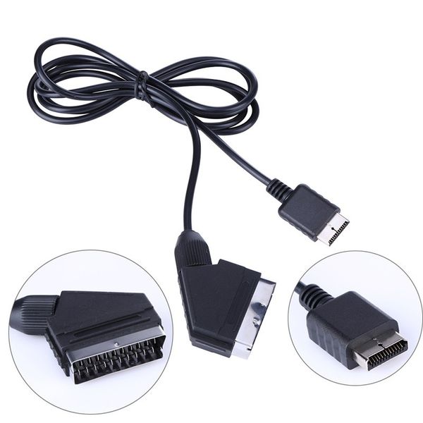 1.8m RGB Scart AV Cabo TV de cabo de substituição de líder Cabos para Playstation PS1 PS2 PS3 PAL / NTSC Consoles DHL FedEx Free Navio