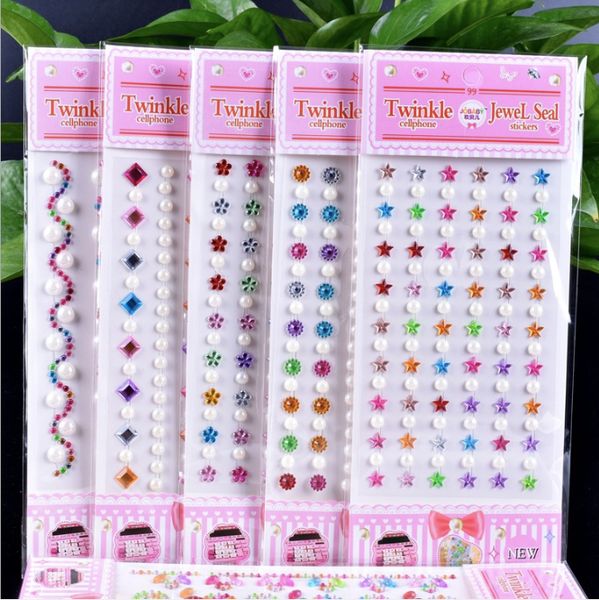 

colorful 20 sheets stickers manual mobile phone gram rhinestone children pictures on match box cartoon diamonds sticker children gifts