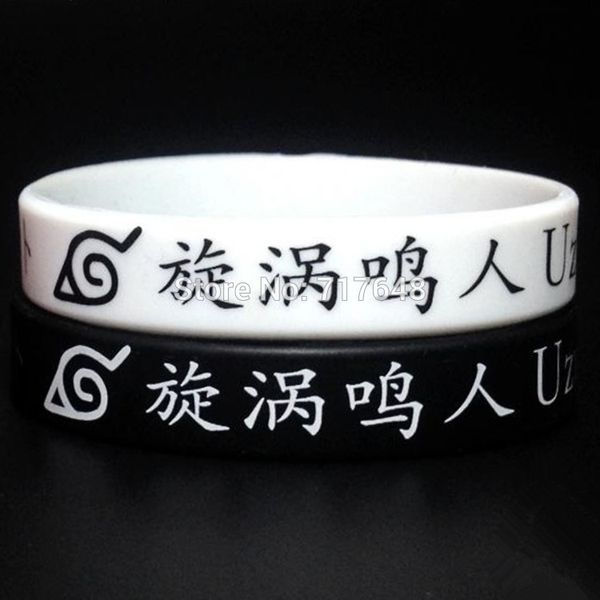 

1pc uzumaki naruto wristband silicone bracelets, White