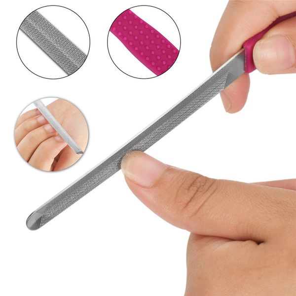 

1pc nail file dual sided stainless steel metal nail art file manicure pedicure tool 15.8x1.5x0.4cm professional