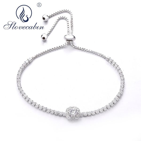 

slovecabin unique 2018 european sparkling strand bracelet clear cz zircon 925 sterling silver female jewelry standards bracelet, Black