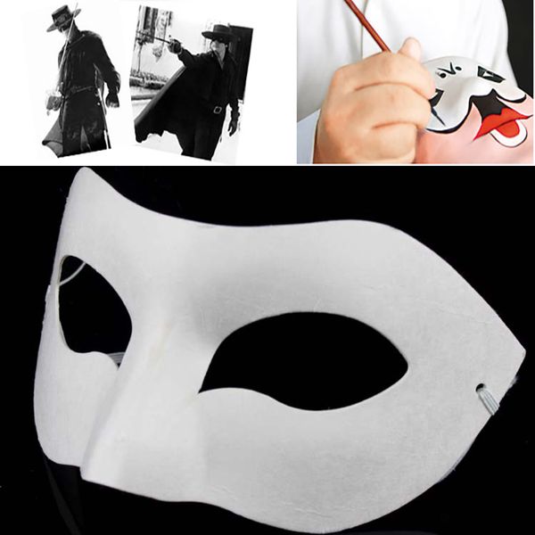 Tavolo da disegno a mano Solido bianco fai da te Zorro Maschera di carta Maschera di corrispondenza vuota per le scuole Celebrazione di laurea Cosplay Party Masquerade WX9-495