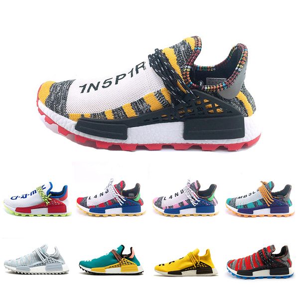 

human race creme x nerd running shoes afro hu sun glow yellow bbc solar pack trainers mens women sports sneakers shoes size 36-45