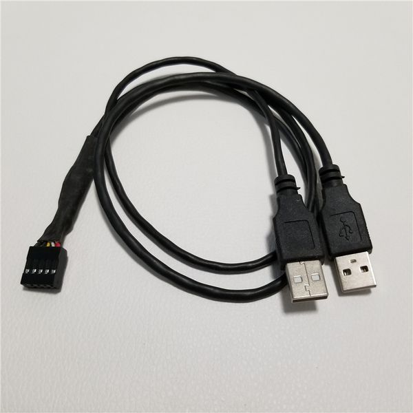 

10pcs/lot dupont adapter to dual usb type a 1 to 2 splitter data power extension cable black 50cm for motherboar pc diy