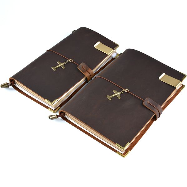 

100% genuine leather travelers notebook loose leaf diary journal vintage sketchbook planne paper gift school supplies stationary, Purple;pink