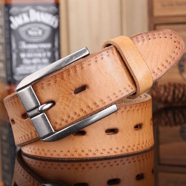

2018 new arrival mens belt luxury woman full grain genuine leather natural skin cowboy strap fashion jeans belt for of ceinture, Black;brown