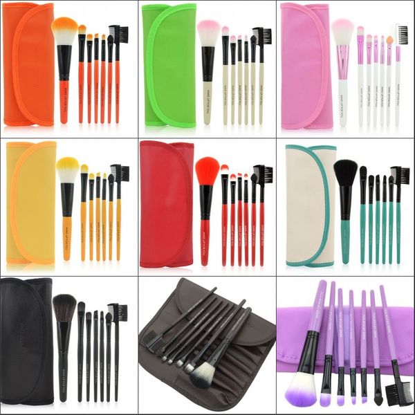 Hot Pro Frauen Schönheit Make-Up Pinsel 7 stücke Set Powder Foundation Lidschatten Eyeliner Lippen Pinsel Werkzeug