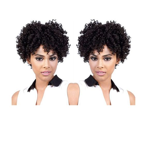 Acheter Nouveau Mode Afro Brésilien Cheveux Court Coupe Crépus Bouclés Perruques Simulation Cheveux Humains Perruque Bouclée Avec Bang De 1826 Du