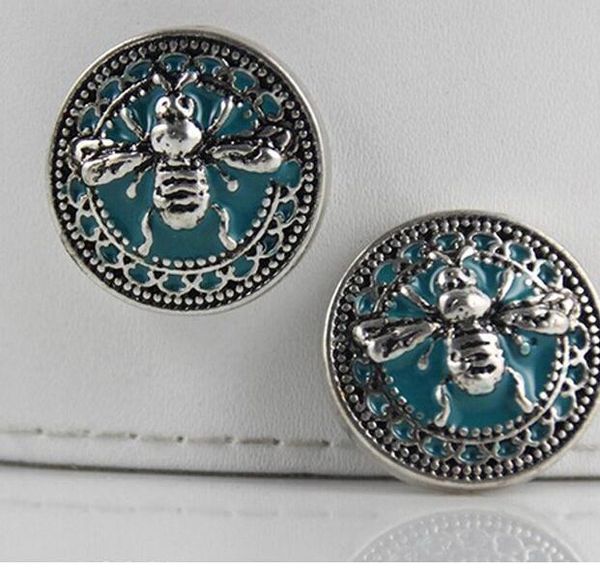 

europe and america sell noosa bees button, drop oil, round alloy jewel button pf027, Bronze;silver