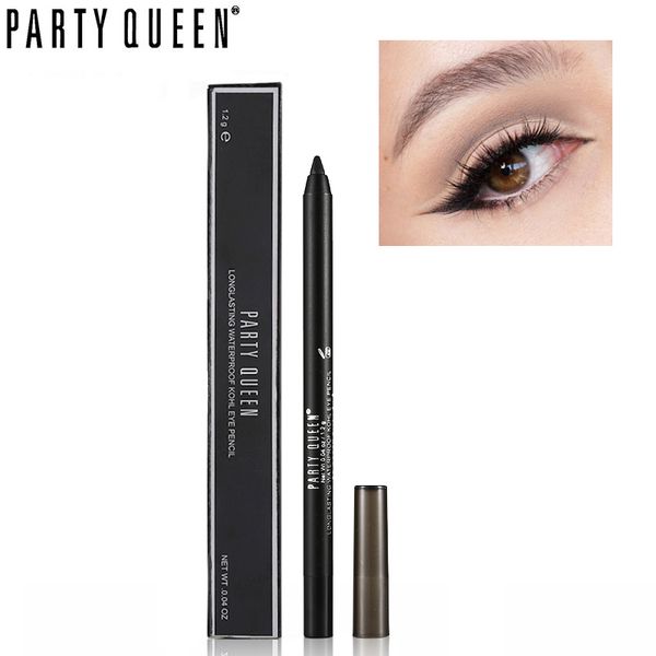 

party queen gel eyeliner pencil long lasting waterproof matte black kohl eye pencil makeup smooth shocking smudge-proof eyeliner