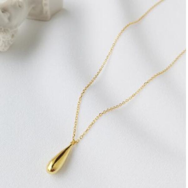 

luxury jewelry s925 sterling silver designer necklace pendant necklace gold color water drop shape fashion of shipping