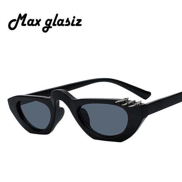 

2018 max new small sunglasses women cateye vintage black leopard blue oval stylish cateye sun glasses female 2018 gift oculos, White;black