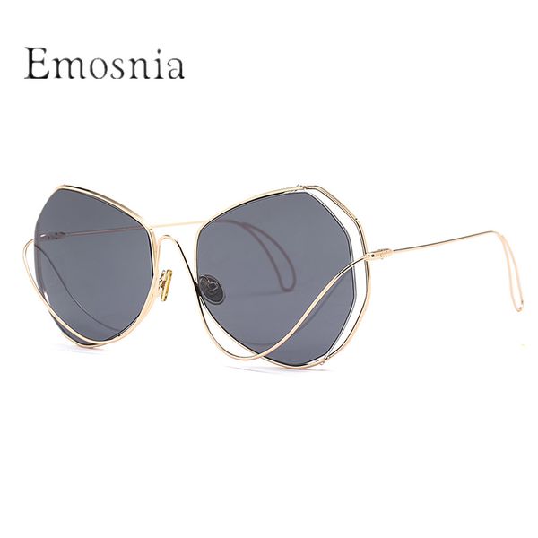 

emosnia fashion luxury cat eye irregular polygon hollow out sunglasses metal frame color film sunglasses men women uv400 oculos, White;black