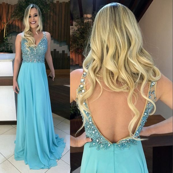 

красивые светло-голубые стразы вечерние платья линия v шеи блестками длинное платье выпускного вечера sexy backless vestidos de fiesta знаме, Black;red