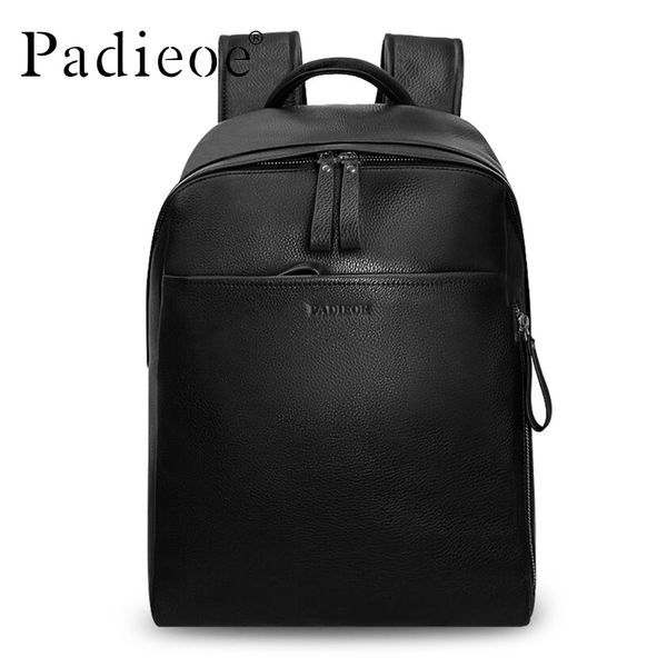

padieoe genuine leather man backpack real cowhide men travel backpack double zipper school luxury durable blackpacks