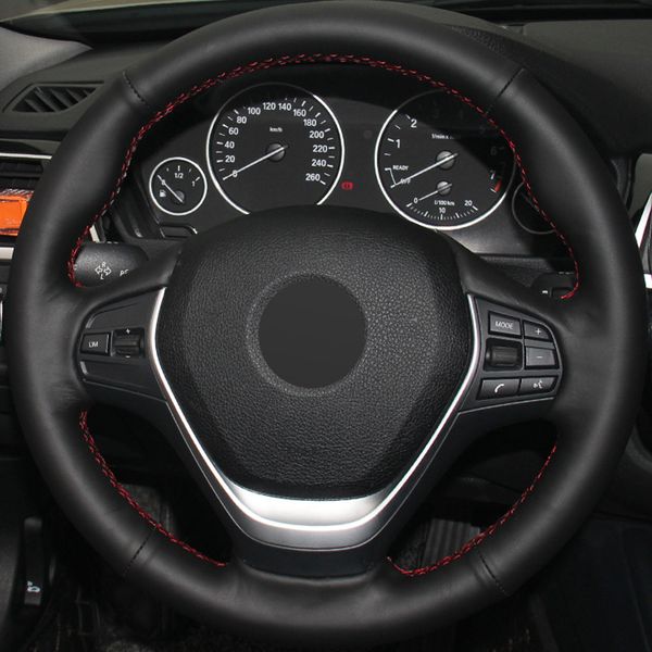 

diy hand-stitched black genuine leather car steering wheel cover for bmw f30 320i 328i 320d f20