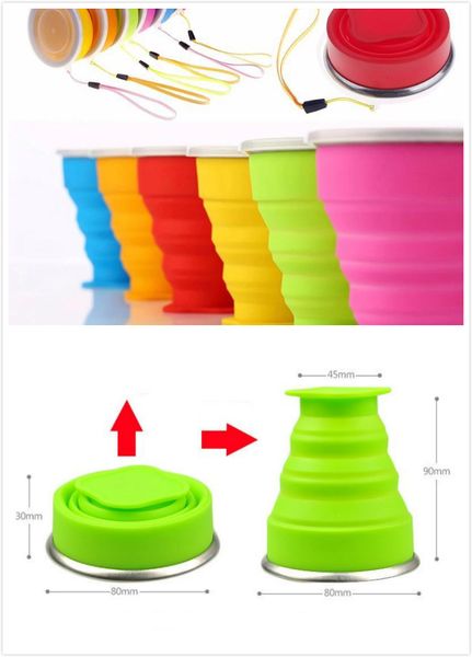 

new fashion outdoor foldable wine glass environment silicone coffee cup with lanyard dustproof retractable travel mugs