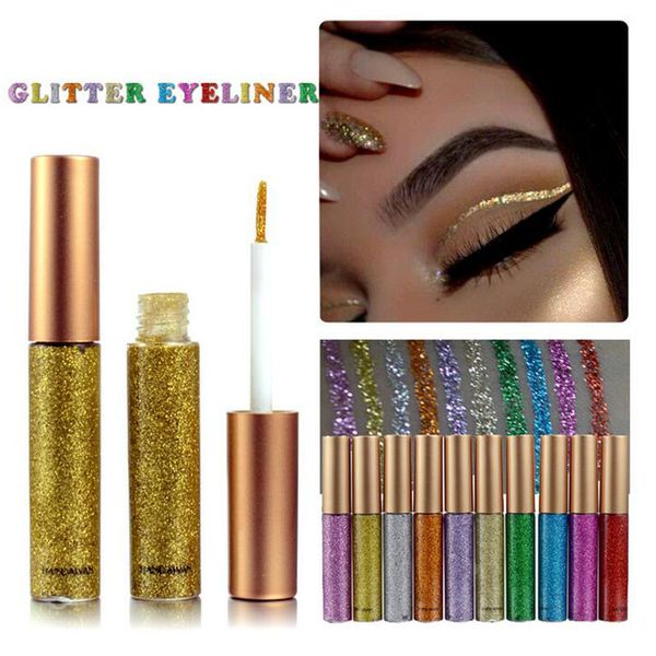 

10 colors metallic liquid glitter eyeliner long lasting waterproof shiny liquid eye liner shimmer pigment eyes makeup cosmetics