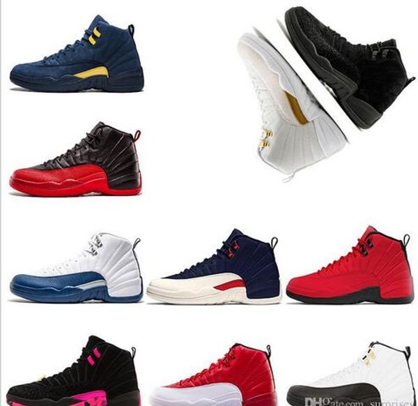 

New Basketball Shoes 12 12s Wool flu game university blue Pl12 12s Wool flu game university blue Playoff Gamma Blue sport sneakers size 7-13