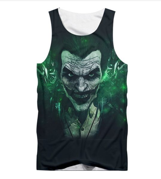 

3d tank men casual o neck sleeveless shirts summer print suicide squad jokers vests bodybuilding fitness clothes, White;black