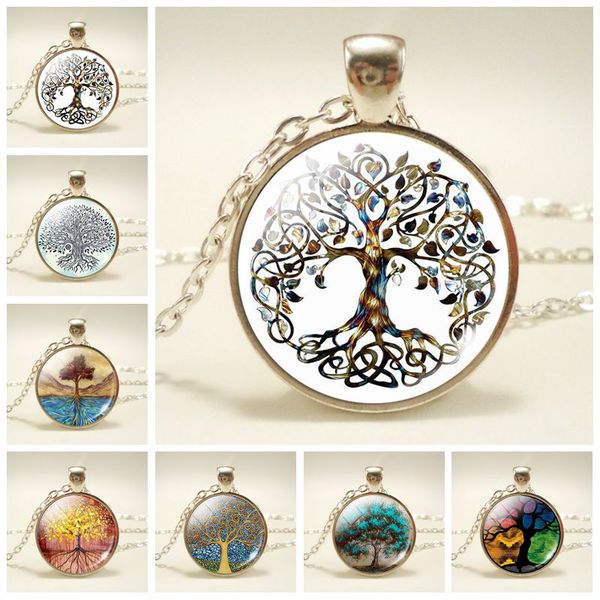 

mysterious tree of life keychain life tree glass cabochon silver plated pendant metal key chain fashion accessories for women
