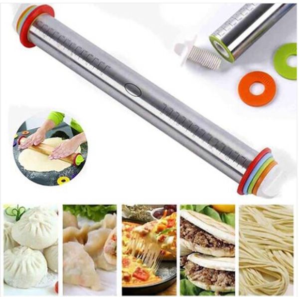 

wholesales 2019 sales adjustable thickness scale stainless steel rolling pin kneading tool