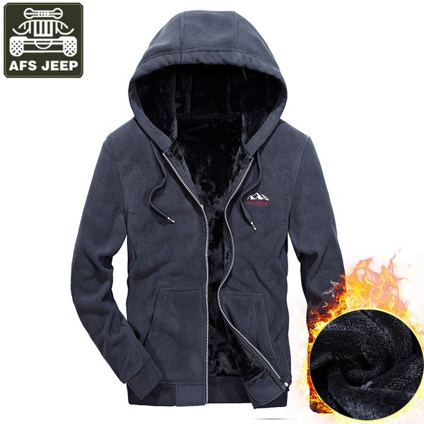

afs winter fleece jacket men casual loose hooded coat men windbreaker warm mens hoodies jackets thick outwear s-xxxl, Black;brown