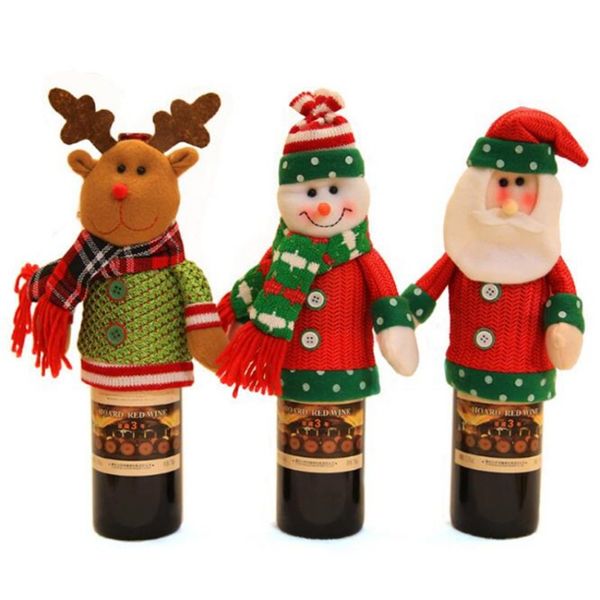 

santa claus snowman christmas decoration red wine bottle cover 2018 new year gifts xmas party products for home decor supplies