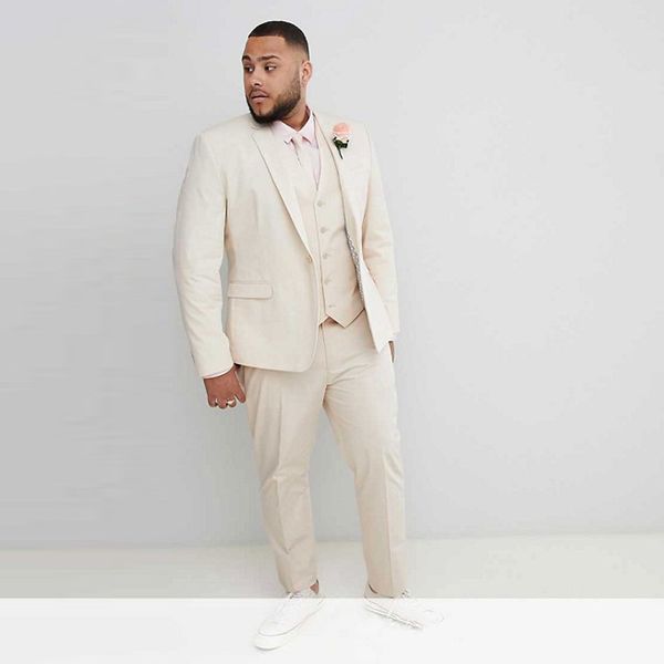 

2018 beige men suits plus size wedding suits for man bridegroom groom blazer man prom classical fit formal tuxedo jacket+pants+vest, Black;gray