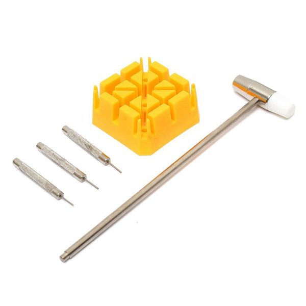 

5 in 1 watch band strap holder+hammer+0.7mm 3 x punch pins link remover repair tool