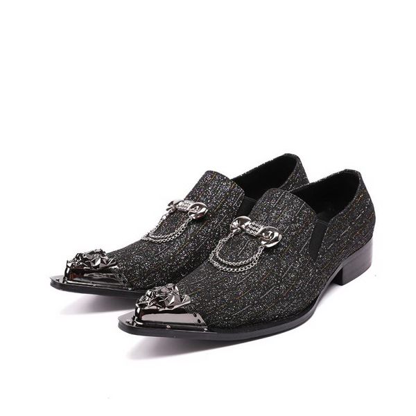 

new arrival designer men boat shoes fashion metal toe charm chains personalized night club shoes man party casual shoes, Black