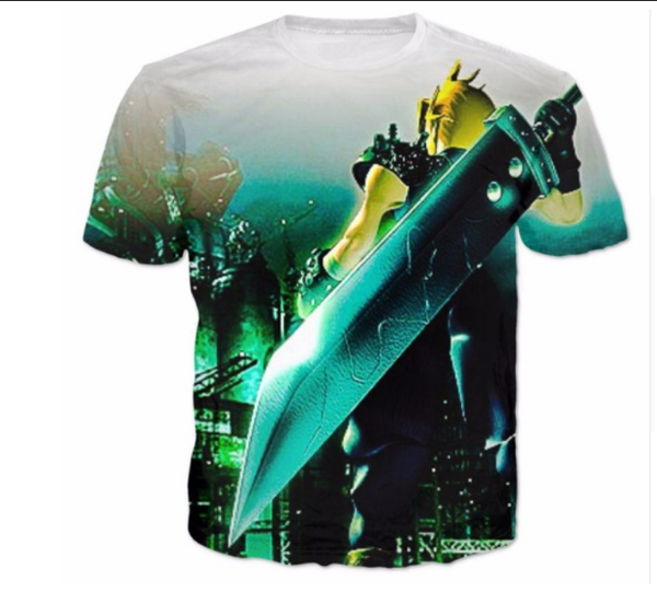 

wholesale-fashion mens/womens summer style final fantasy vii funny 3d print casual t-shirt dxr0087, White;black