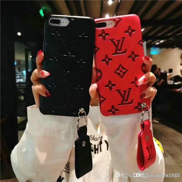 

For iphone X case Brand embossed English letter With Pendant phone case cove for iphone 7 7plus 8 8plus 6 6plus hard back cover