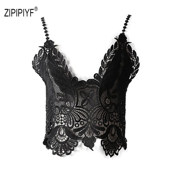 

black white lace hollow out thin women embroidery tank female 2018 summer v-neck strap sleeveless camisole b131