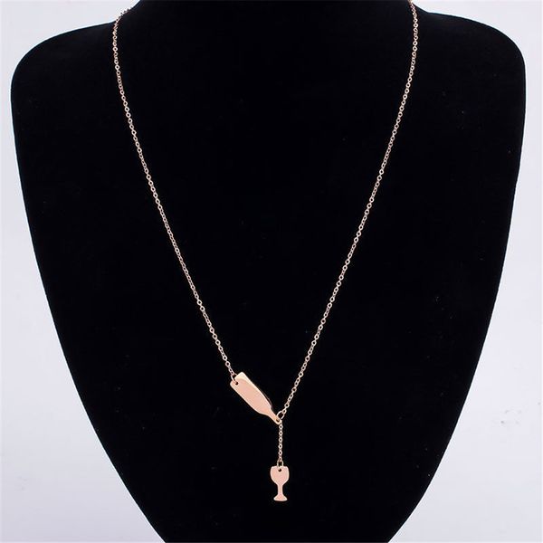 

1pcs women's wine beer cup bottle clavicle pendant necklace gift jewelry, Silver