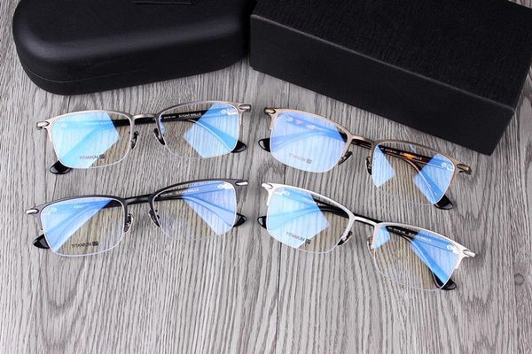 

men eyeglasses frames pure sugar titanium glasses frames matching degree lenses prescription glasses with original box, Black