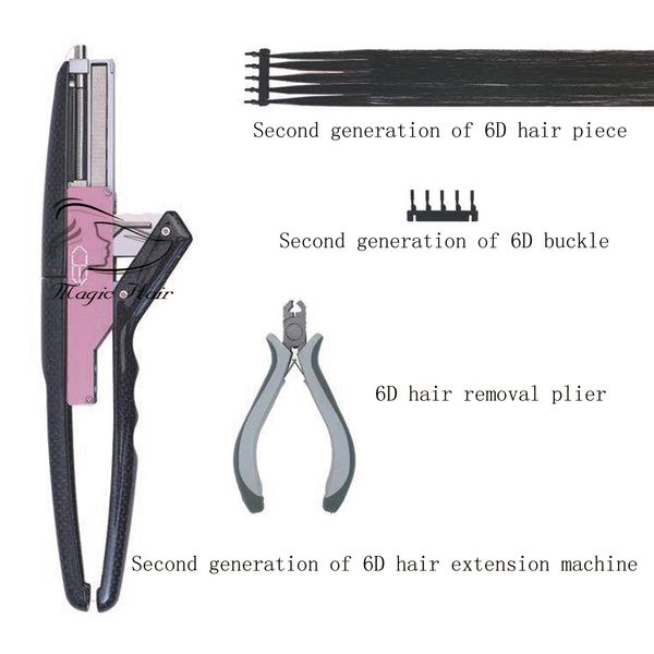 Segunda Geração De 6D Máquina de Extensão Do Cabelo Conector Com Cabelo Remover Piler No-trace Quick Kit Salão de Beleza Natural Real Queratina Peruca Estilo ferramenta