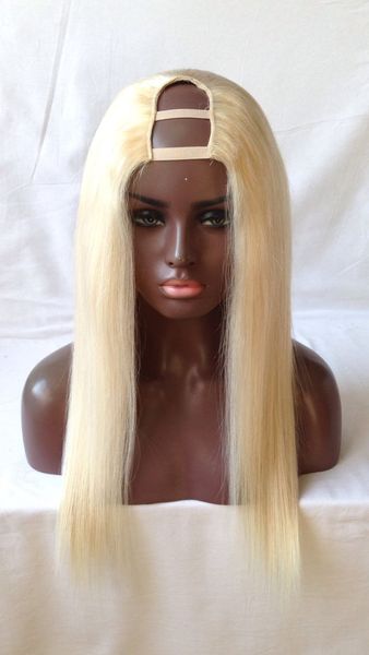 1x3 2x4 4x4 613 Farbe hellstes Blondes U-Teil-Perücken brasilianisches reines Haar 130 Dichte seidig glattes Echthaar Upart-Perücke für weiße Frauen