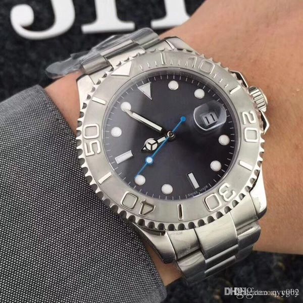 

2018aAAAAA A- Christmas gift automatic top luxury waterproof watch stainless steel black and blue dial men's mechanical watch.