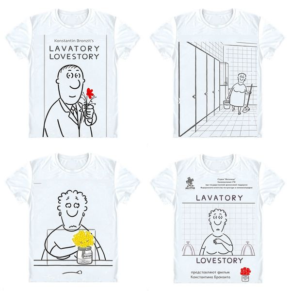 

lavatory lovestory t-shirts short sleeve shirts russian animated short film ubornaya istoriya lyubovnaya istoriya cosplay shirt, White;black