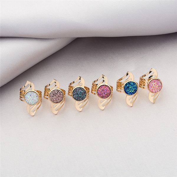 

crazy feng new arrival colorful mermaid fish scale ring for women gold/sier color adjustable wedding rings party accessories, Golden;silver