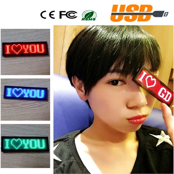 

red led smd sign scrolling text message / name card tag display board advertising rechargable programmable/1 piece
